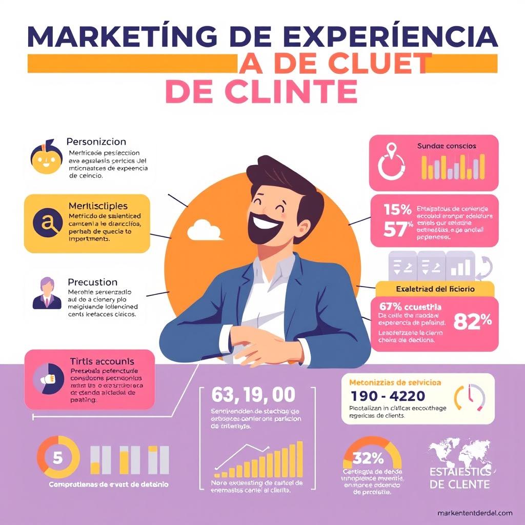 Una infografía visual que represente el concepto de marketing de experiencia de cliente