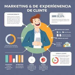 Una infografía visual que represente el concepto de marketing de experiencia de cliente