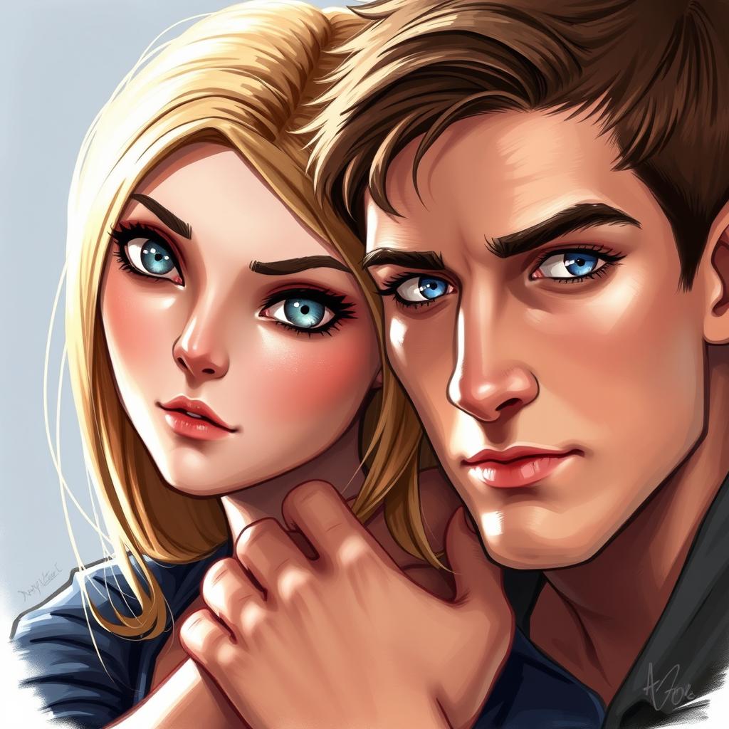 A beautifully realistic illustration titled "Love" depicting Tris and Four from the Divergent series