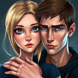 A beautifully realistic illustration titled "Love" depicting Tris and Four from the Divergent series