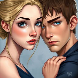 A beautifully realistic illustration titled "Love" depicting Tris and Four from the Divergent series