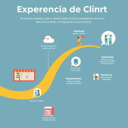 Una representación visual que ilustra el concepto de experiencia de cliente, mostrando un camino que los clientes recorren al interactuar con una marca