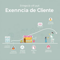 Una representación visual que ilustra el concepto de experiencia de cliente, mostrando un camino que los clientes recorren al interactuar con una marca