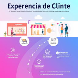 Una representación visual que ilustra el concepto de experiencia de cliente, mostrando un camino que los clientes recorren al interactuar con una marca