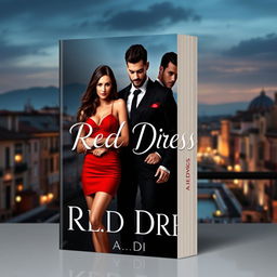 A captivating book cover for a romantic mafia-themed novel set in Italy, titled 'Red Dress' by A