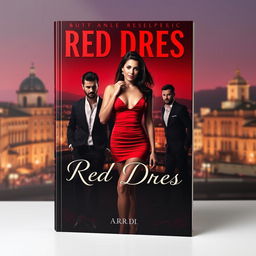 A captivating book cover for a romantic mafia-themed novel set in Italy, titled 'Red Dress' by A