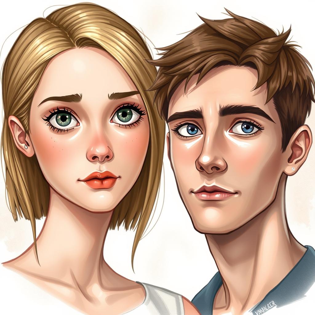 A beautifully illustrated book cover titled "Love" inspired by the Divergent series by Veronica Roth, featuring realistic portrayals of Tris and Four