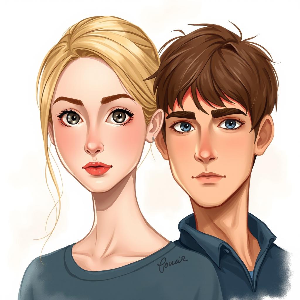 A beautifully illustrated book cover titled "Love" inspired by the Divergent series by Veronica Roth, featuring realistic portrayals of Tris and Four