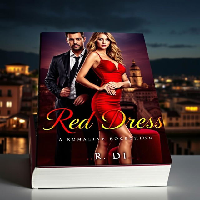 An alluring book cover for a romantic mafia-themed novel titled 'Red Dress' by A