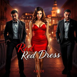 An alluring book cover for a romantic mafia-themed novel titled 'Red Dress' by A