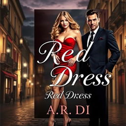 A stunning book cover for a romantic mafia-themed novel titled 'Red Dress' by A