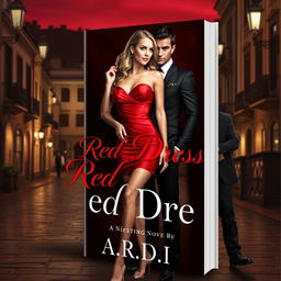 A stunning book cover for a romantic mafia-themed novel titled 'Red Dress' by A