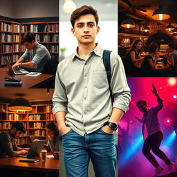 An engaging collage that beautifully showcases key moments from Carlos's university life