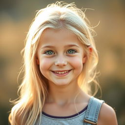 A portrait of a beautiful blonde girl standing at 1