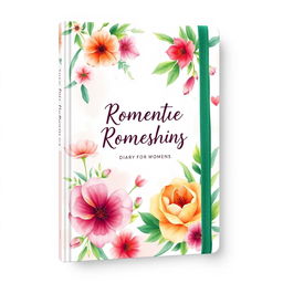 Book cover design themed around romantic relationships, showcasing a modern and fresh style suitable for a diary for women