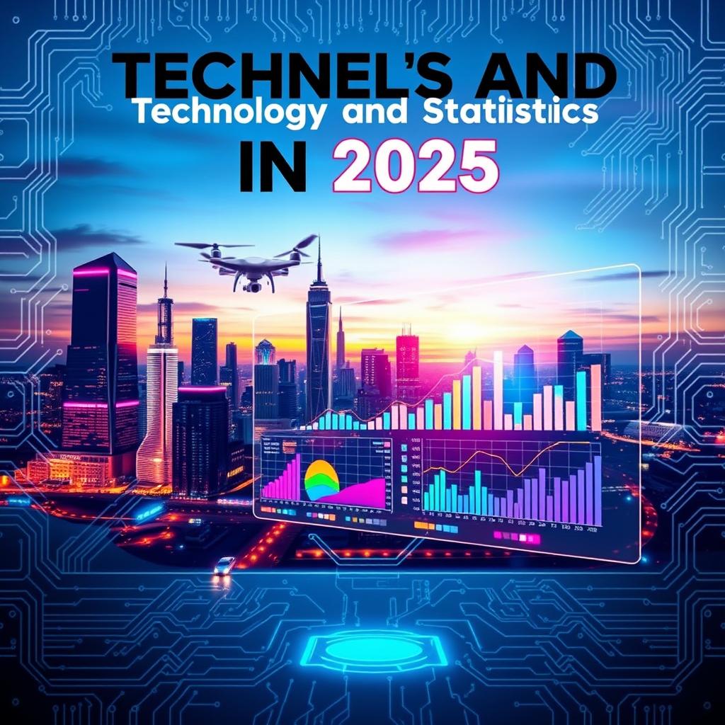 A visually striking eBook cover themed around "Technology and Statistics in 2025"