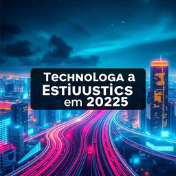 Uma capa de eBook visualmente marcante com o tema "Tecnologia e Estatísticas em 2025"