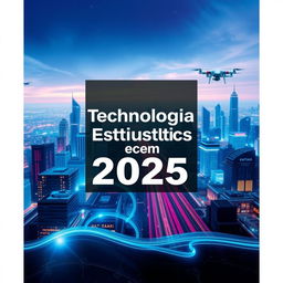 Uma capa de eBook visualmente marcante com o tema "Tecnologia e Estatísticas em 2025"