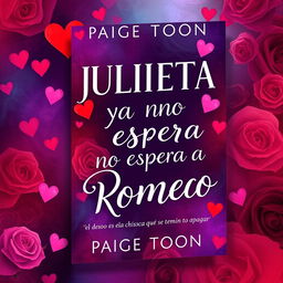 An alluring and vibrant book cover for a romantic/erotic novel titled 'JULIETA YA NO ESPERA A ROMEO', inspired by the colorful and whimsical style of Paige Toon’s books