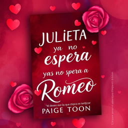 An alluring and vibrant book cover for a romantic/erotic novel titled 'JULIETA YA NO ESPERA A ROMEO', inspired by the colorful and whimsical style of Paige Toon’s books