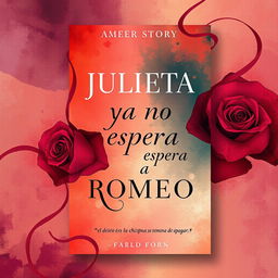 An eye-catching and vibrant book cover for a romantic/erotic novel titled 'JULIETA YA NO ESPERA A ROMEO', designed to appeal to a sophisticated audience aged 30-45