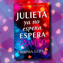 A captivating and colorful book cover for a romantic/erotic novel titled 'JULIETA YA NO ESPERA A ROMEO'