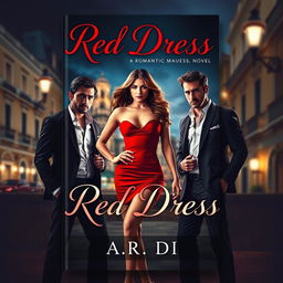 An enchanting book cover for a romantic mafia novel titled 'Red Dress' by A