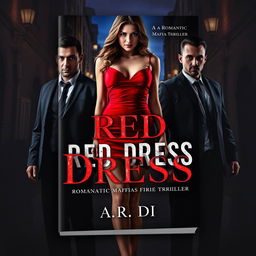 An intriguing book cover for a romantic mafia thriller titled 'Red Dress' by A