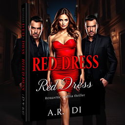 An intriguing book cover for a romantic mafia thriller titled 'Red Dress' by A