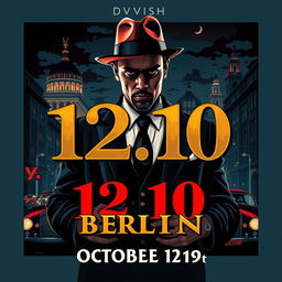 An eye-catching mafia-themed poster for the Dvizh Berlin event on October 12th