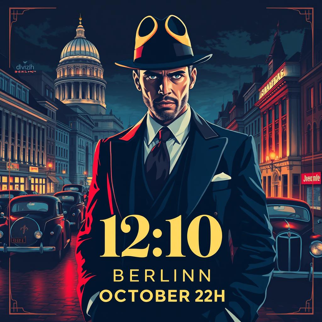 An eye-catching mafia-themed poster for the Dvizh Berlin event on October 12th