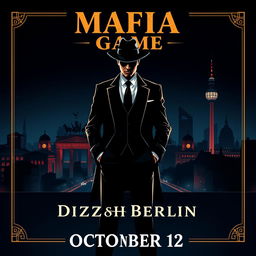 A striking poster for the Mafia game hosted by Dvizh Berlin on October 12