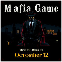 A striking poster for the Mafia game hosted by Dvizh Berlin on October 12