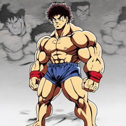 Generate a detailed profile picture of Baki Hanma, the main character from the anime 'Baki the Grappler'. His fearless eyes and muscular physique should be evident.