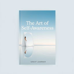 A serene and contemplative book cover design for "The Art of Self-Awareness"