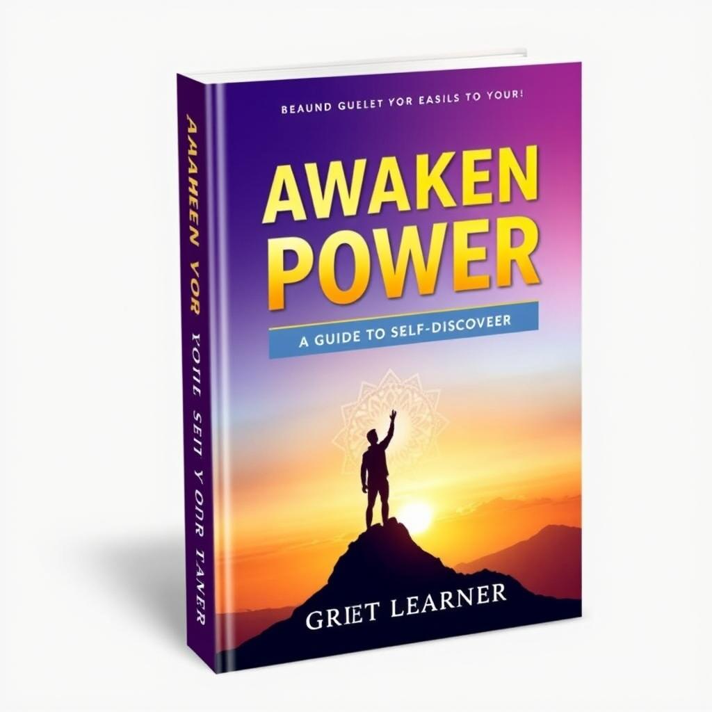 An inspiring and empowering book cover design for the title "Awaken Your Power: A Guide to Self-Discovery" by Great Learner