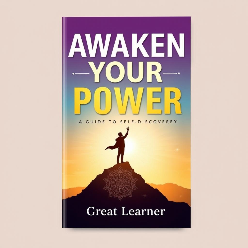 An inspiring and empowering book cover design for the title "Awaken Your Power: A Guide to Self-Discovery" by Great Learner