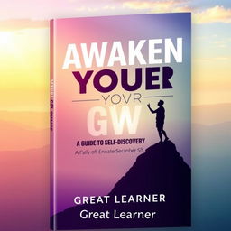 An inspiring and empowering book cover design for the title "Awaken Your Power: A Guide to Self-Discovery" by Great Learner