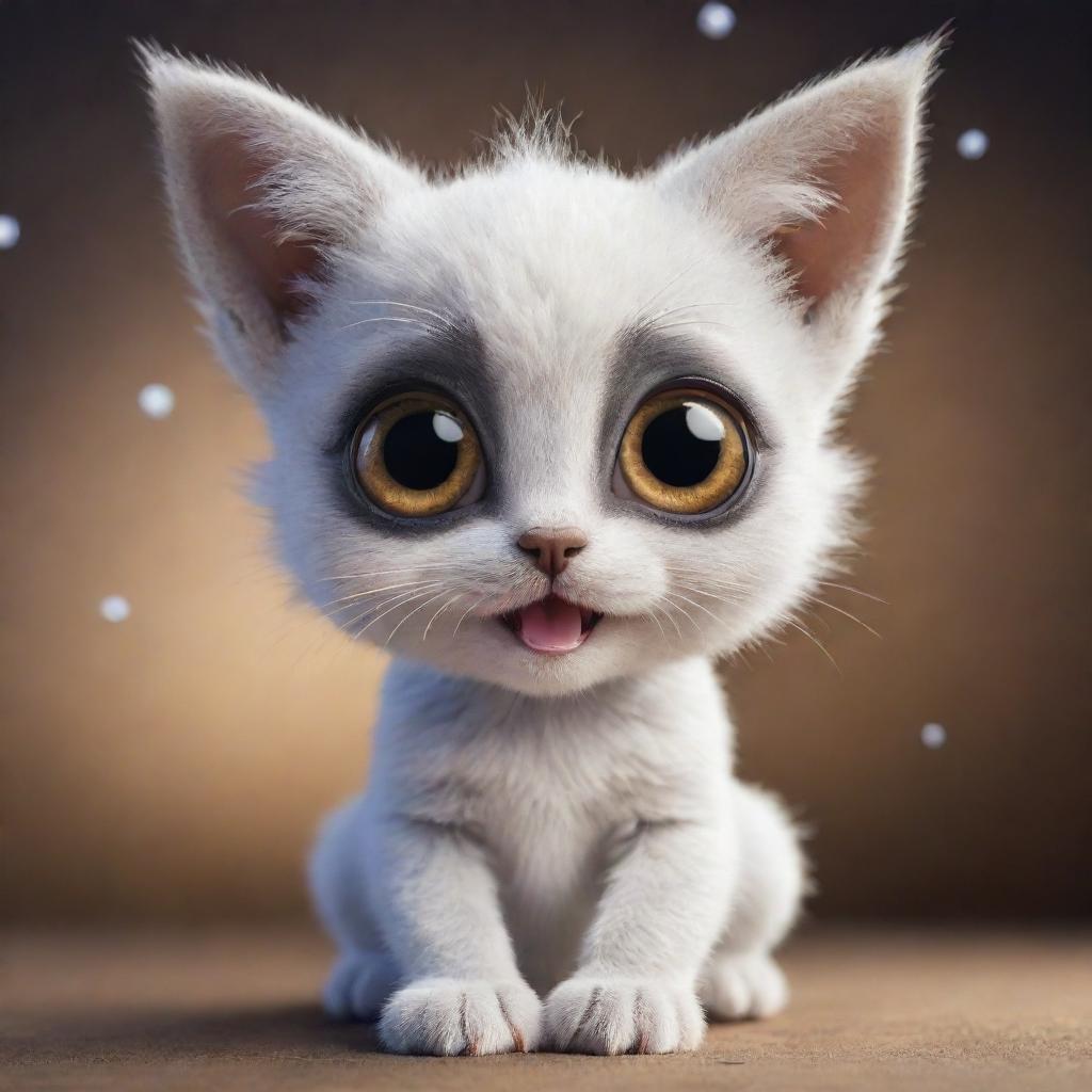 Create an image of a wide-eyed Luna, thrilled and holding a sparkling seed in her small paws.