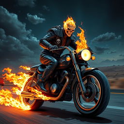 A dynamic and thrilling depiction of Ghost Rider, inspired by the PlayStation 2 video game