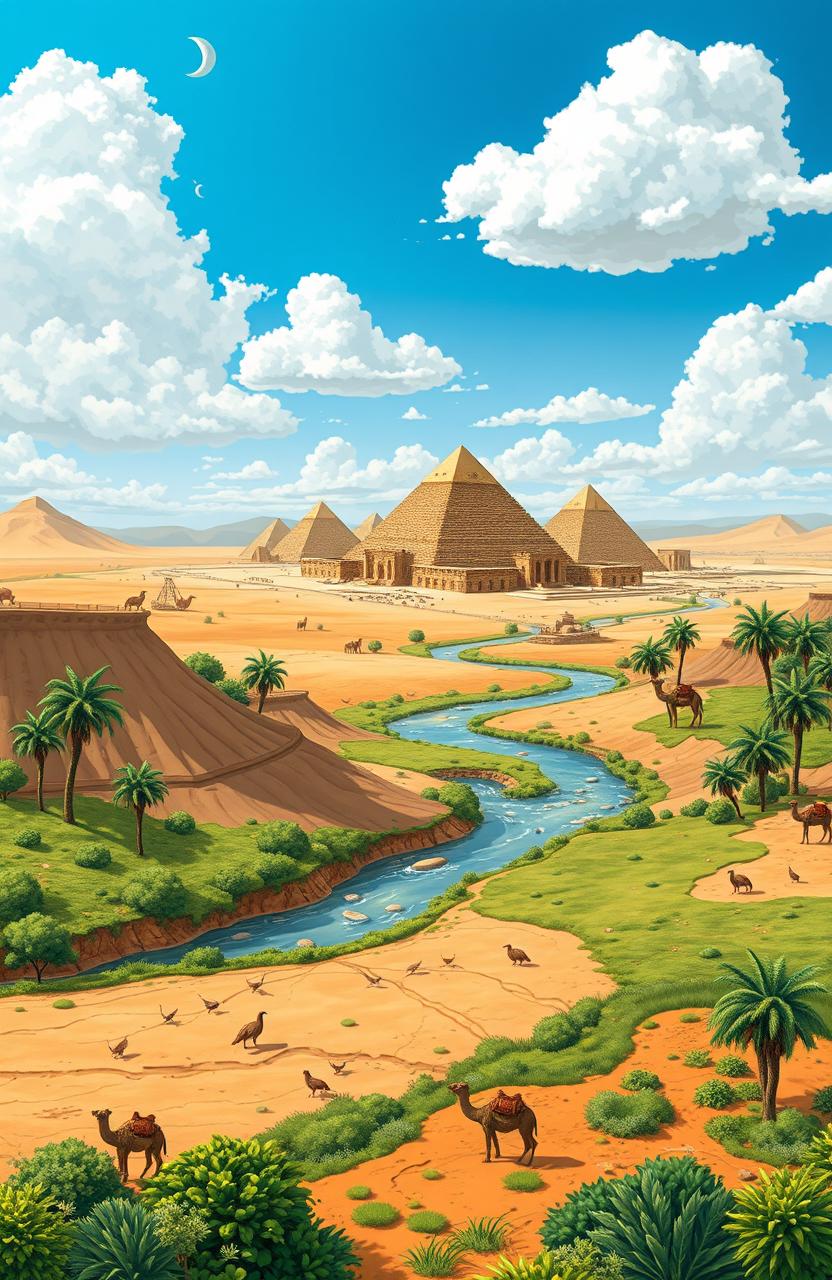 A detailed and informative illustration showcasing the natural resources of Egypt