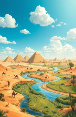 A detailed and informative illustration showcasing the natural resources of Egypt