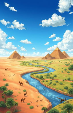 A detailed and informative illustration showcasing the natural resources of Egypt