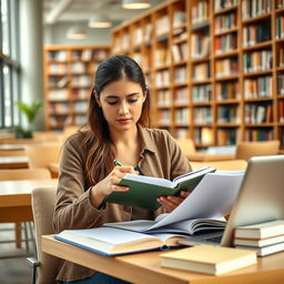 A dedicated university student, studying diligently in a competitive academic environment
