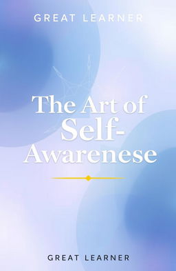 A captivating book cover for 'The Art of Self-Awareness' by Great Learner, featuring an abstract design symbolizing introspection and mindfulness