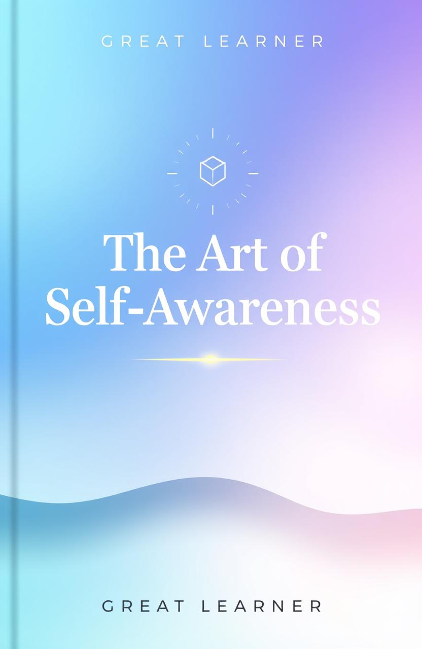 A captivating book cover for 'The Art of Self-Awareness' by Great Learner, featuring an abstract design symbolizing introspection and mindfulness