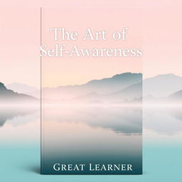 A sophisticated book cover for 'The Art of Self-Awareness' by Great Learner, showcasing a serene landscape that represents inner peace and reflection