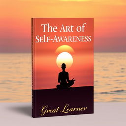 An elegant book cover for 'The Art of Self-Awareness' by Great Learner, emphasizing the theme of reflection and personal growth