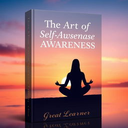 An elegant book cover for 'The Art of Self-Awareness' by Great Learner, emphasizing the theme of reflection and personal growth