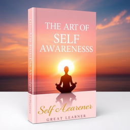 An elegant book cover for 'The Art of Self-Awareness' by Great Learner, emphasizing the theme of reflection and personal growth
